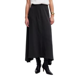 Madewell Black Crepe High-Low Midi Skirt 00 NWT Asymmetrical Hem Work Chic